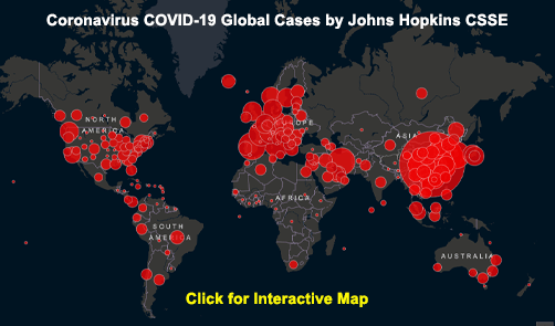 Johns Hopkins CSSE COVID-19 Case Count (Interactive map updated multiple times daily) - ALLOW IMAGES