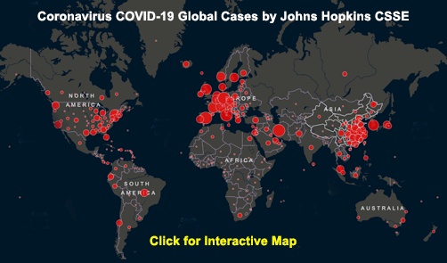 Johns Hopkins CSSE COVID-19 Case Count (Interactive map updated multiple times daily) - ALLOW IMAGES
