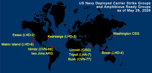 U.S. Navy Fleet and Marine Tracker - As of May 26, 2026.