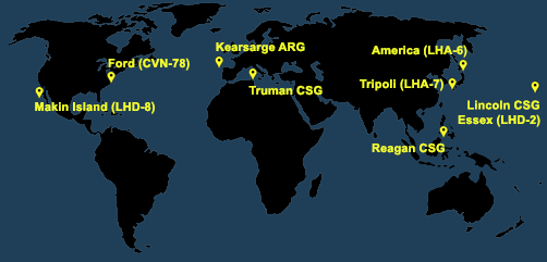 Fleet and Marine Tracker Map as of July 11, 2022.  - ALLOW IMAGES