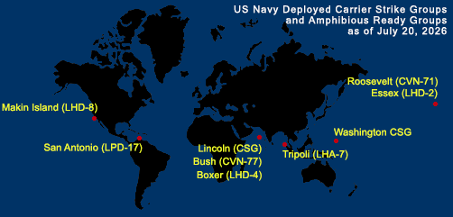 U.S. Navy Fleet and Marine Tracker - As of July 20, 2026.