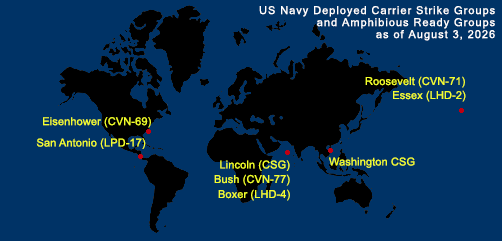 U.S. Navy Fleet and Marine Tracker - As of Aug 3, 2026.
