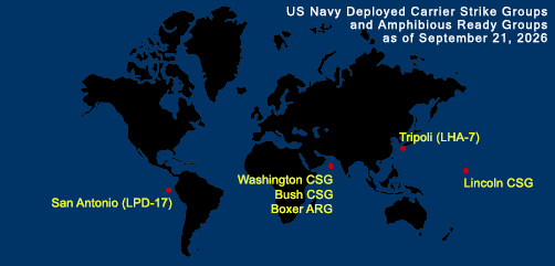 U.S. Navy Fleet and Marine Tracker - As of Sept 21, 2026.