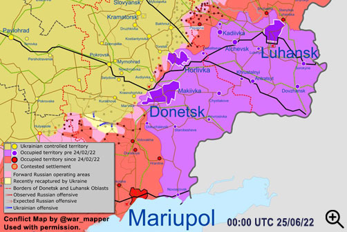 Click to Enlarge - Conflict map for June 25, 2022. - ALLOW IMAGES